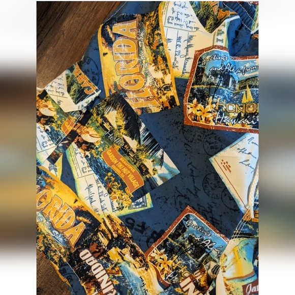 Caribbean Joe Swim Trunks XXL Mesh Lining Cargo Pockets - Hawaii Postcard Print. - Picture 6 of 16